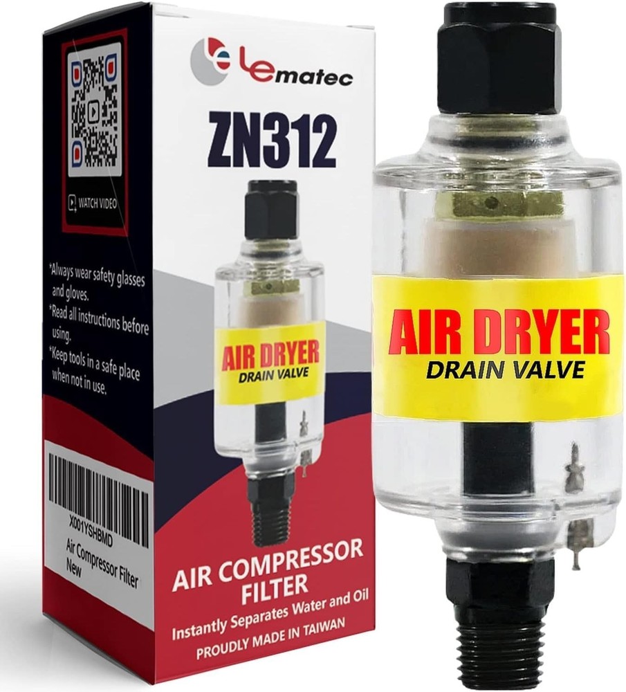Compact Air Tool Moisture Protector with Push Button Eject - 1/4" NPT Design
