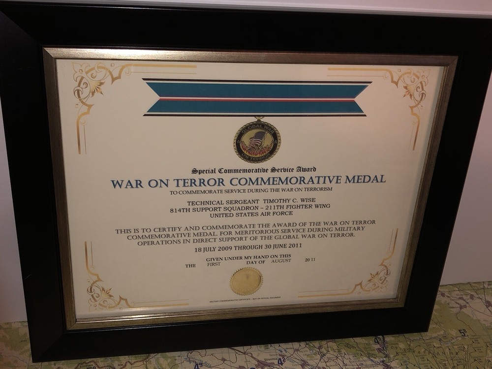 SCSA - WAR ON TERROR COMMEMORATIVE MEDAL CERTIFICATE ~ Type 1