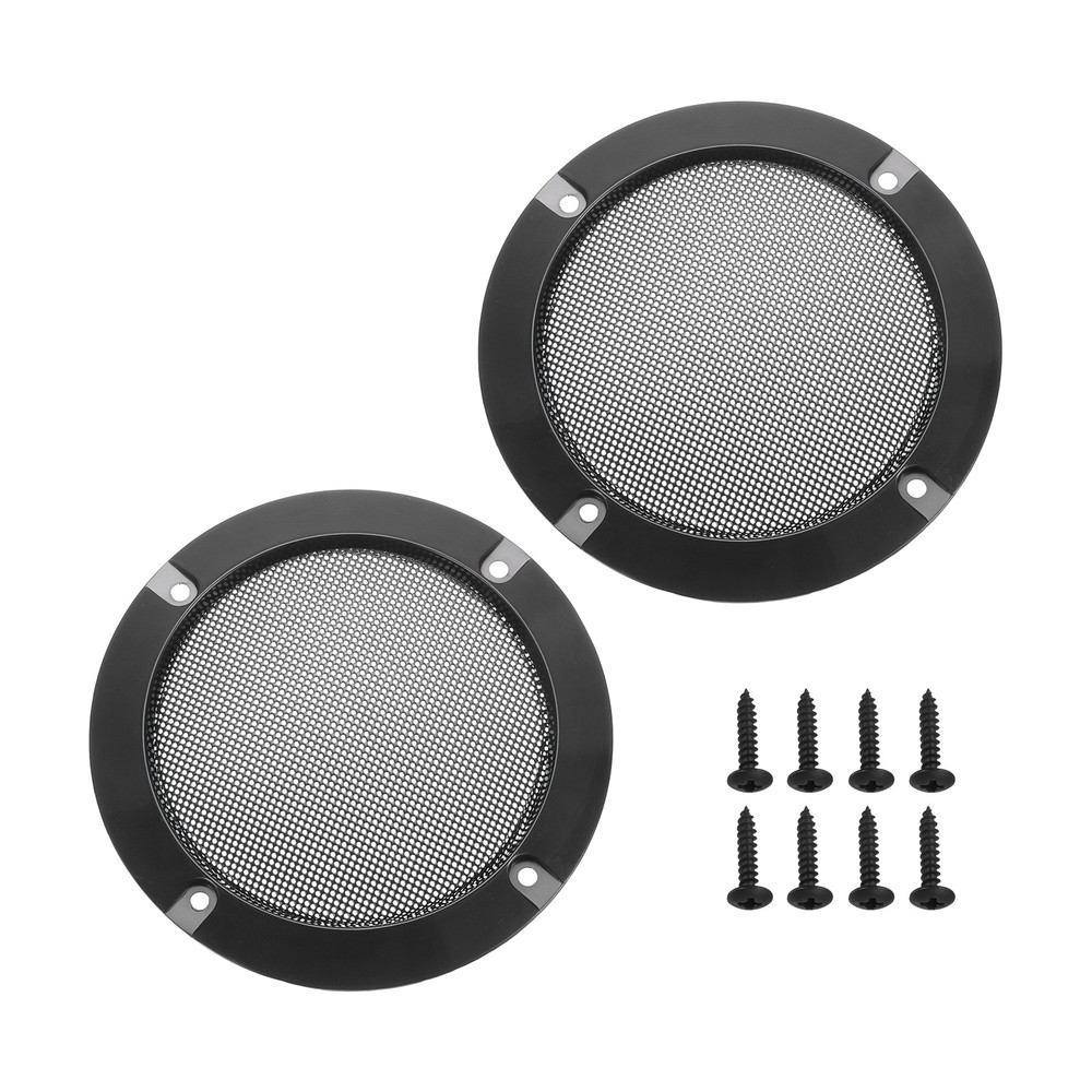 2Pcs 4" Grill Mesh Decorative Circle Woofer Guard Protector with 8 Screws Black