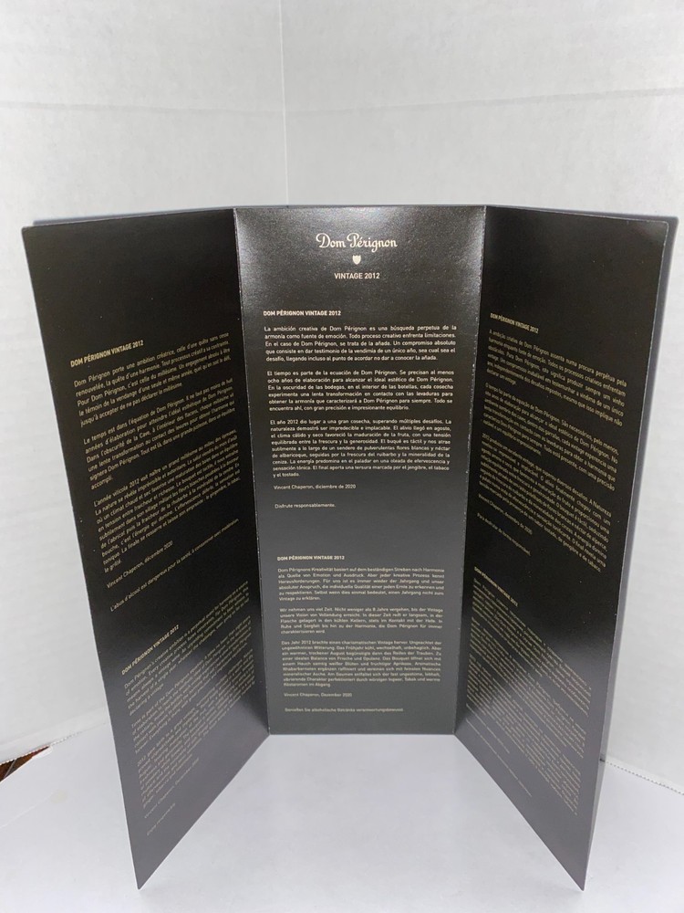 Dom Perignon Vintage 2012 Brut Empty Champagne Bottle with Box and Insert