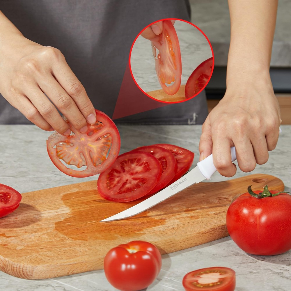 Serrated Tomato Knife set Stainless Steel Sharp Blade kitchen set 2Pk