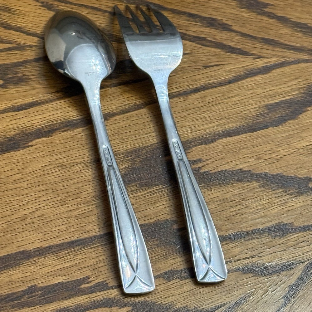 Oneida Lincoln 2 Serving Fork Spoon 8 1/2” Stainless Flatware