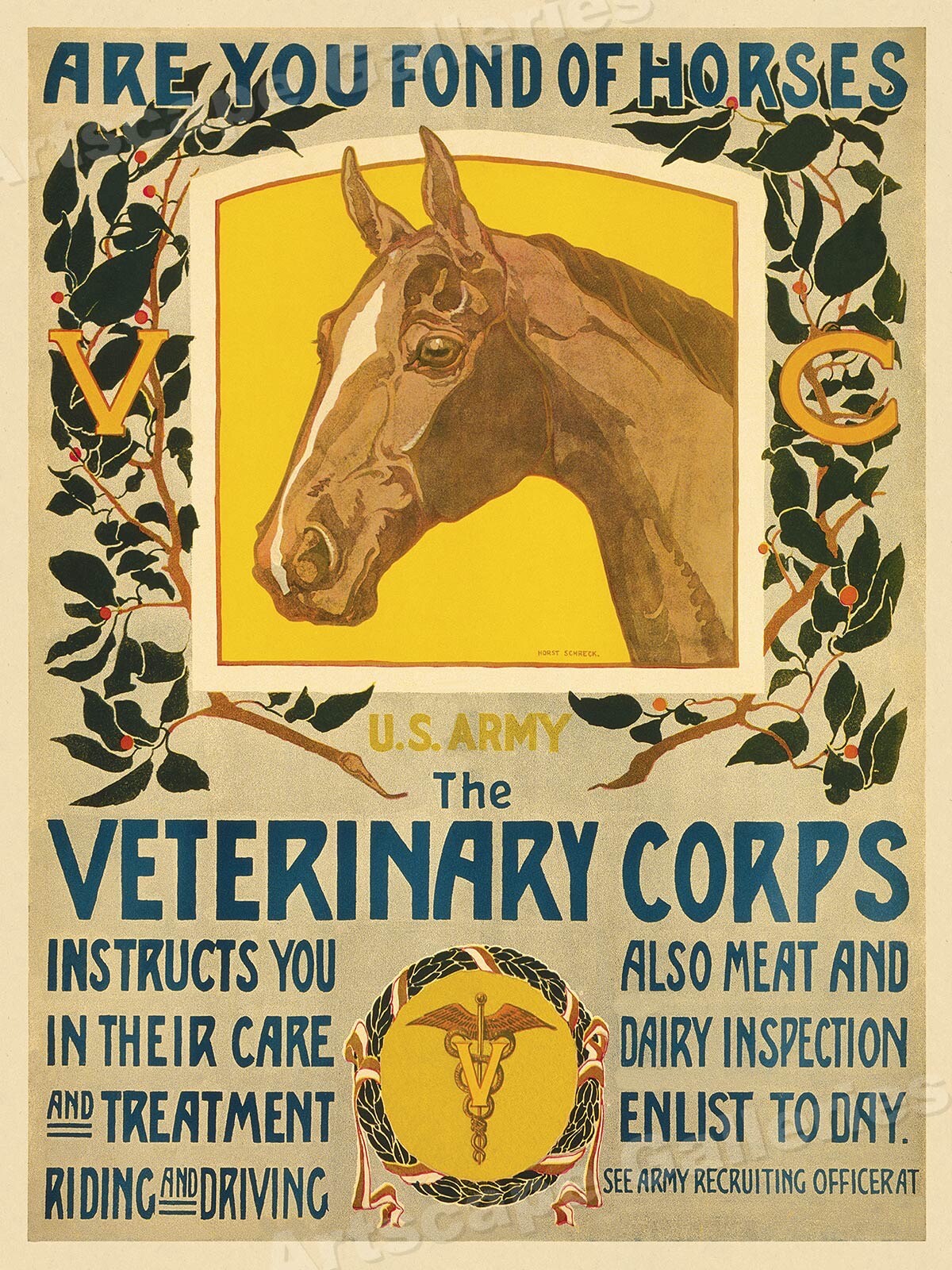 "Are You Fond of Horses?" US Army Veterinary Medicine Corps WWI Poster - 18x24
