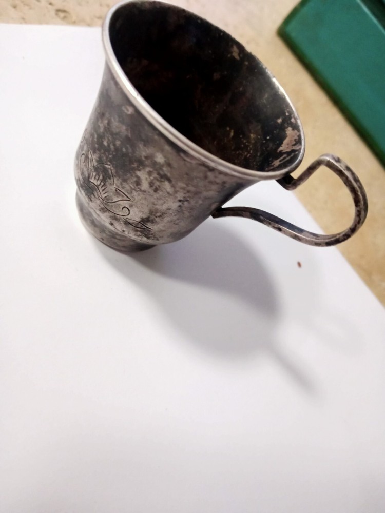 antique cup covered with silver, silver plating