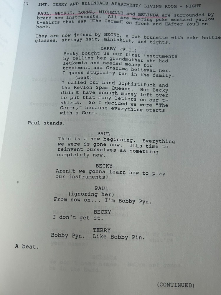 ORIGINAL SHOOTING SCRIPT WHAT WE DO IS SECRET SHANE WEST BIJOU PHILLIPS