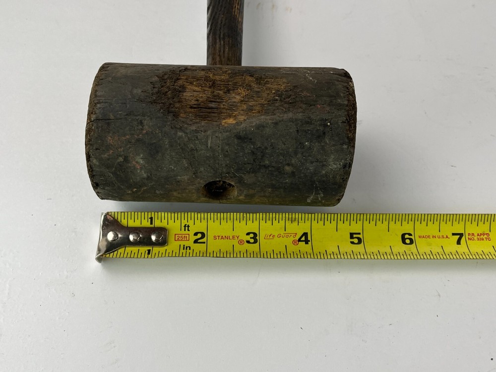 Antique Wood Handle Mallet Handle Primitive 5 x 10"