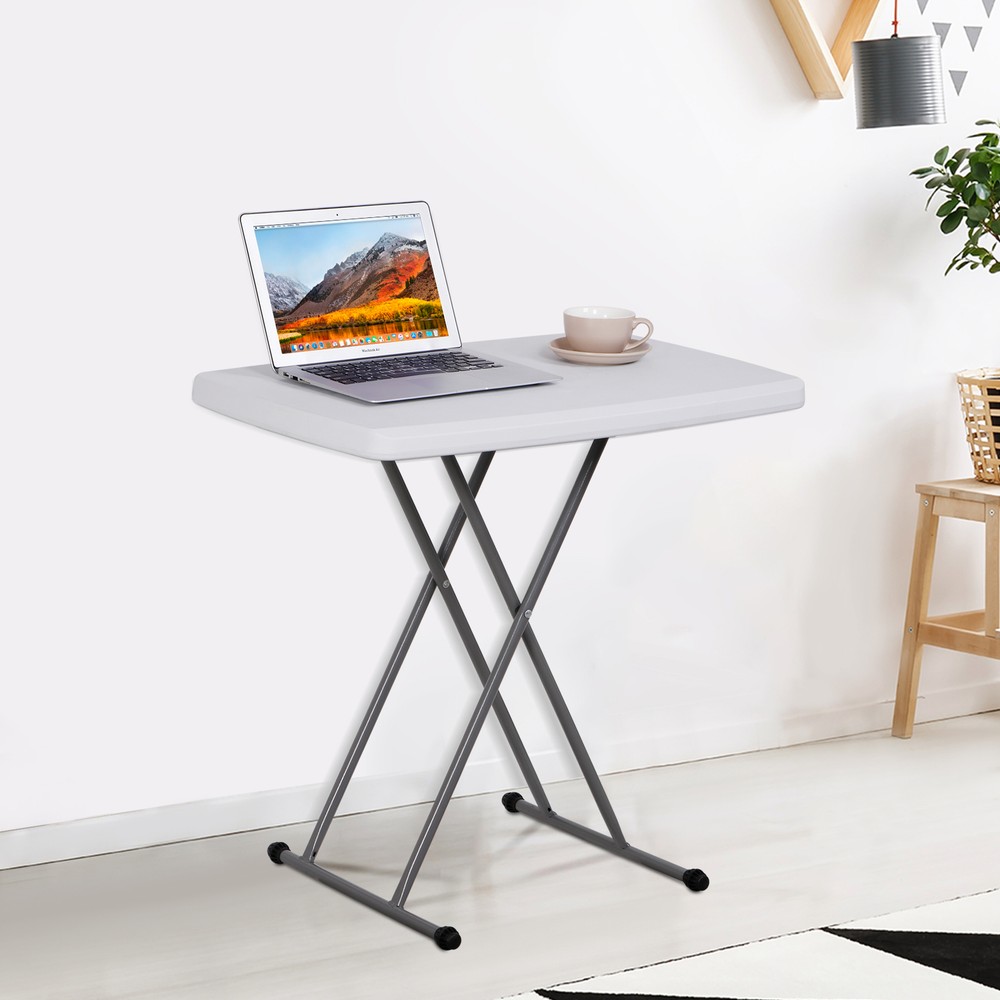 30'' Plastic Folding Tables Rectangular Utility Table Adjustable Height White