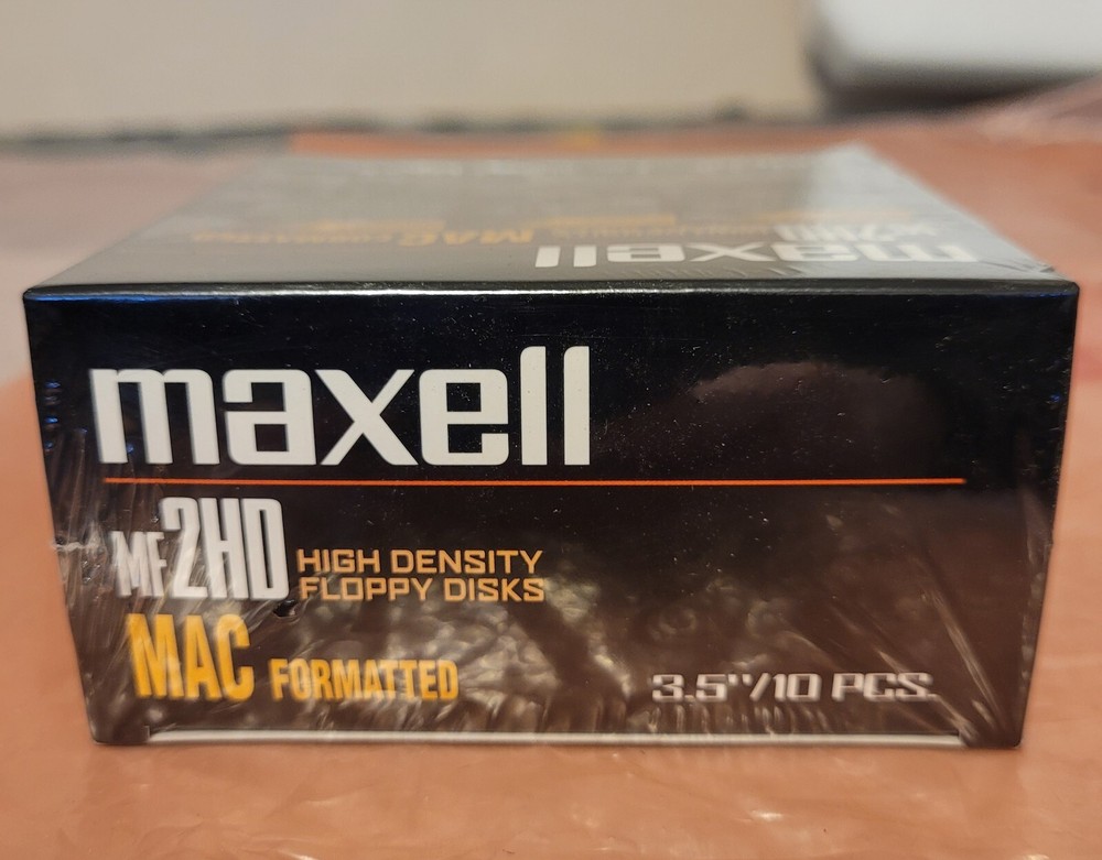 Maxell MF 2HD 3.5" High Density Floppy Disk MAC Formatted 10pk NEW
