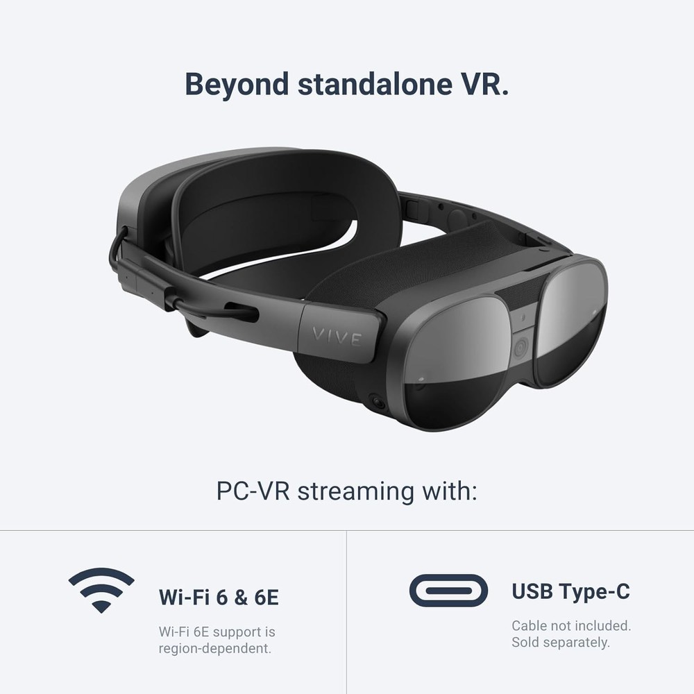 HTC Vive XR Elite Virtual Reality Headset with Deluxe Pack and VR Controllers