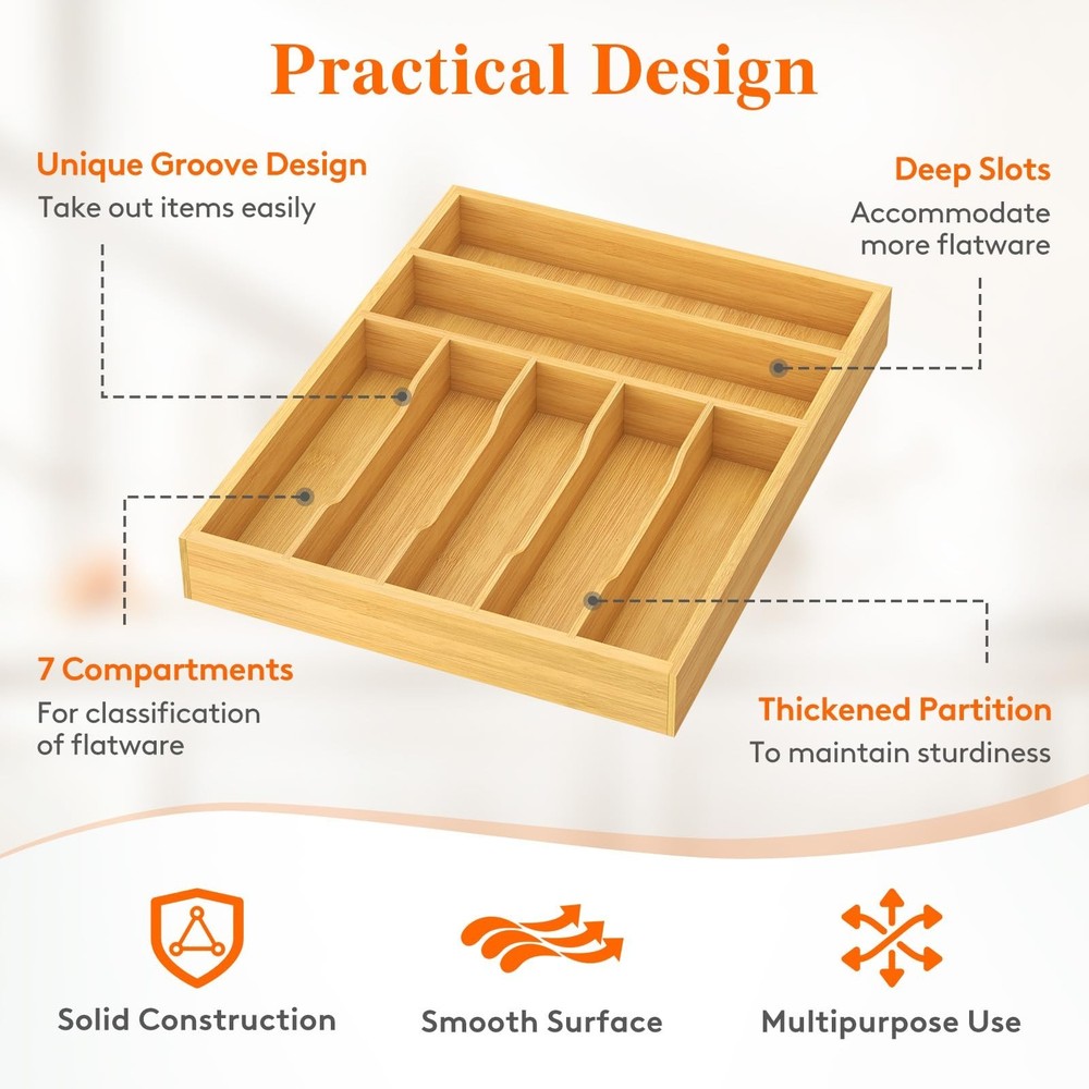Lifewit Silverware Drawer Organizer, Utensil Tray for Kitchen, Flatware and C...