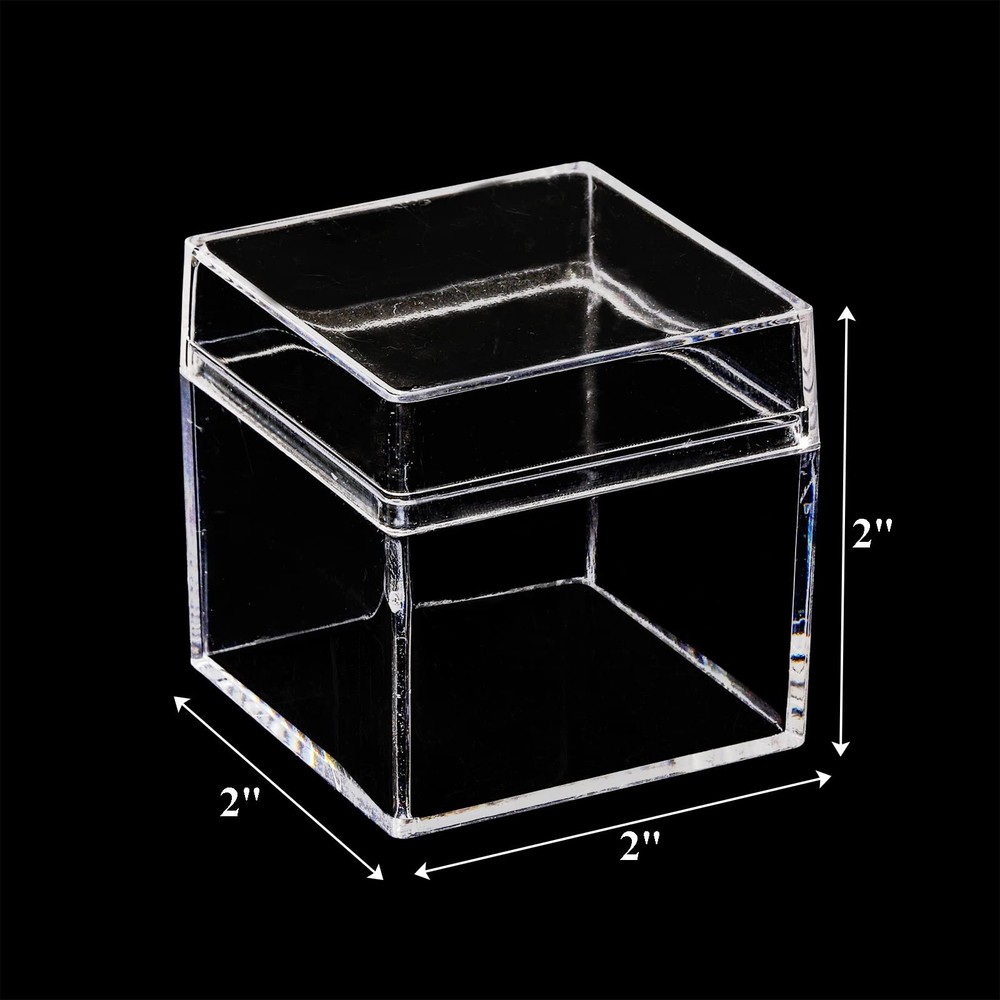 36 Pack Acrylic Boxes With Lid Clear Square Cubes Treat Gift Boxes Candy Storage