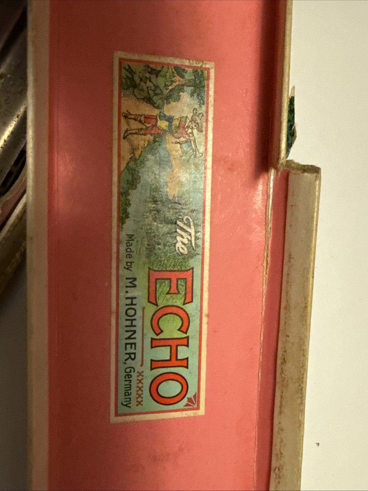 Vintage M Hohner THE ECHO HARP 2-Sided Harmonica w/Box