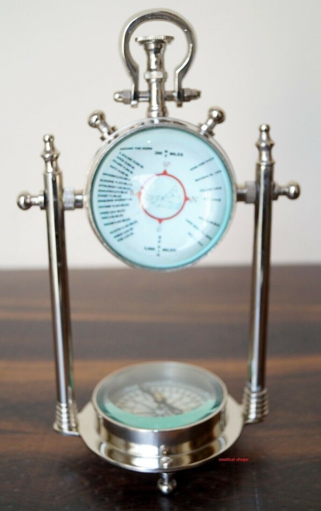 Clock Antique 10" Nautical Clock With Base Compass Desktop Clock Christmas Decor