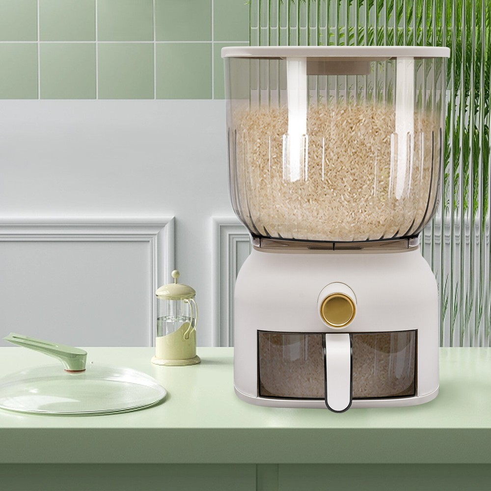 22lbs Square Rice Dispenser Grain Container Kitchen Organizer With Rice Cup
