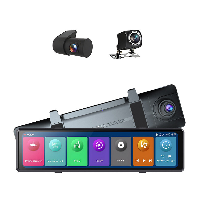 Full Touch 12" IPS 4G wifi Car DVR Camera Android Auto cam smart rearview mirror