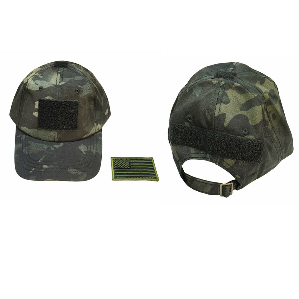 Tactical Hat Operator Contractor Flag Patch Military Cap Hat- Multicam Black