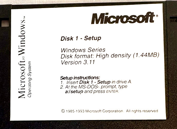 VIntage Microsoft Windows Operating System Version 3.11 on six 3.5" Floppy Disks