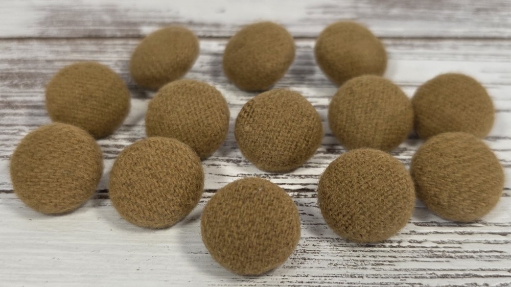 (13) Vintage MCM Risdon Handmade Beige Fabric Plastic Shank Buttons