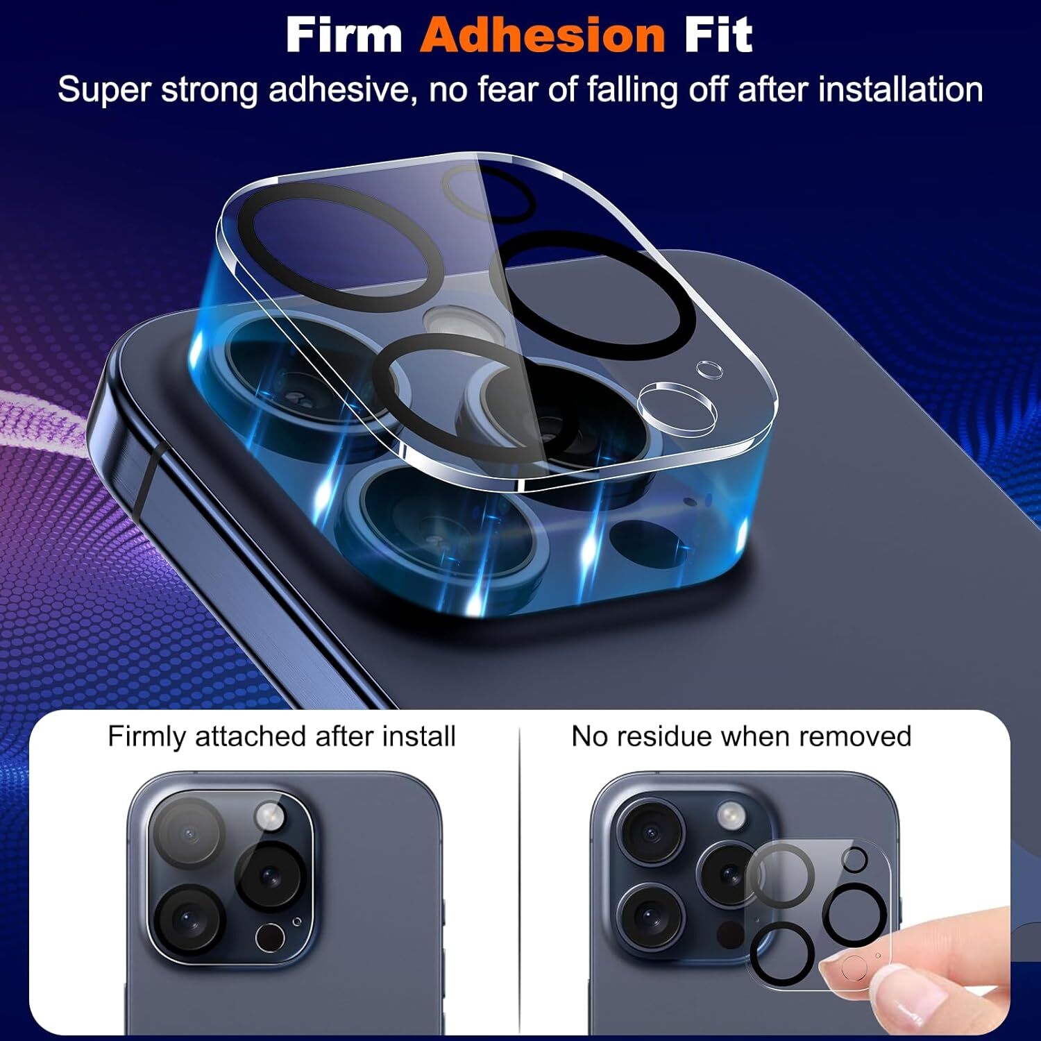 For iPhone 15 14 13 12 11 Pro Max Tempered Glass Screen Camera Lens Protector
