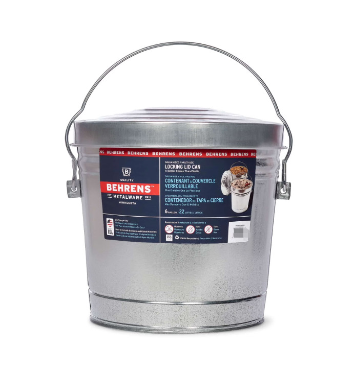 BEHRENS Galvanized Steel Locking Lid Storage Can, 6-Gallon
