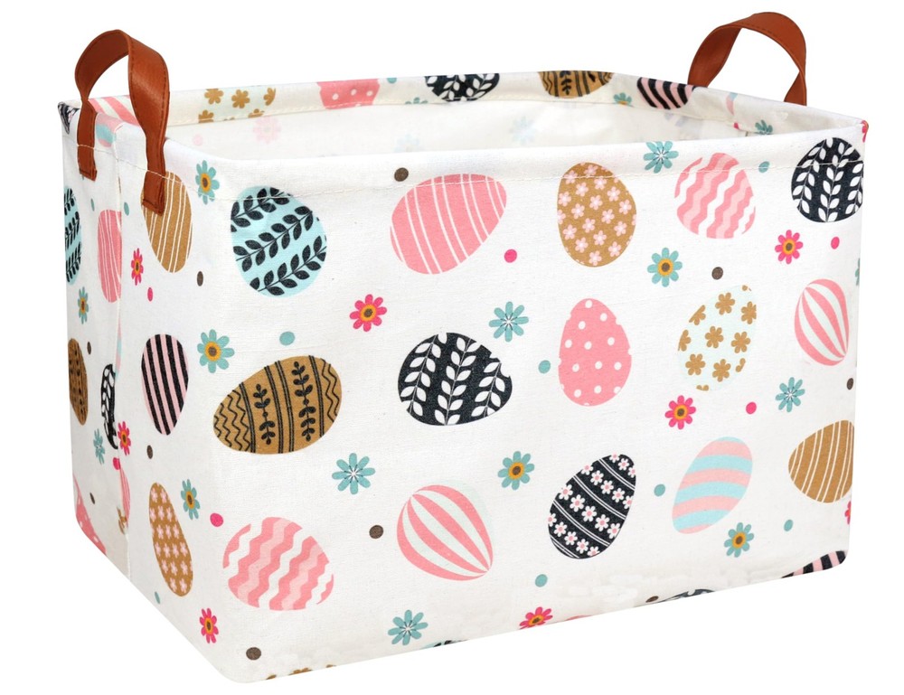 BOOHIT Rectangle Empty Easter Baskets Boy Large Toy Storage Bin Girls collaps...