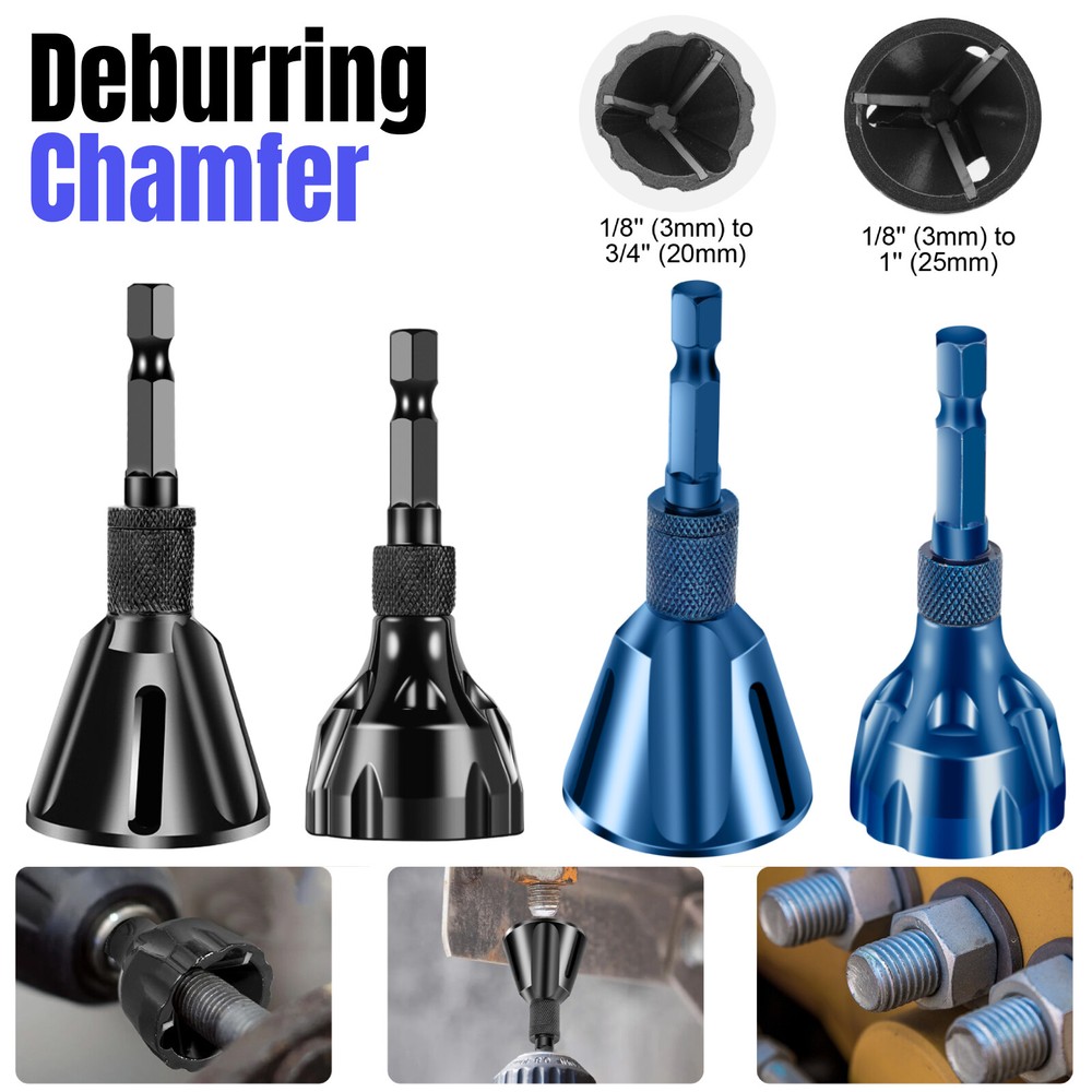 2PCS Deburring External Chamfer Tool Remove Burr Drill Bit 1/4 Inch Hex Shank