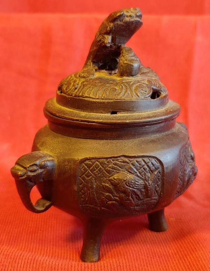 Antique Old Vintage Asian Bronze Incense Burner
