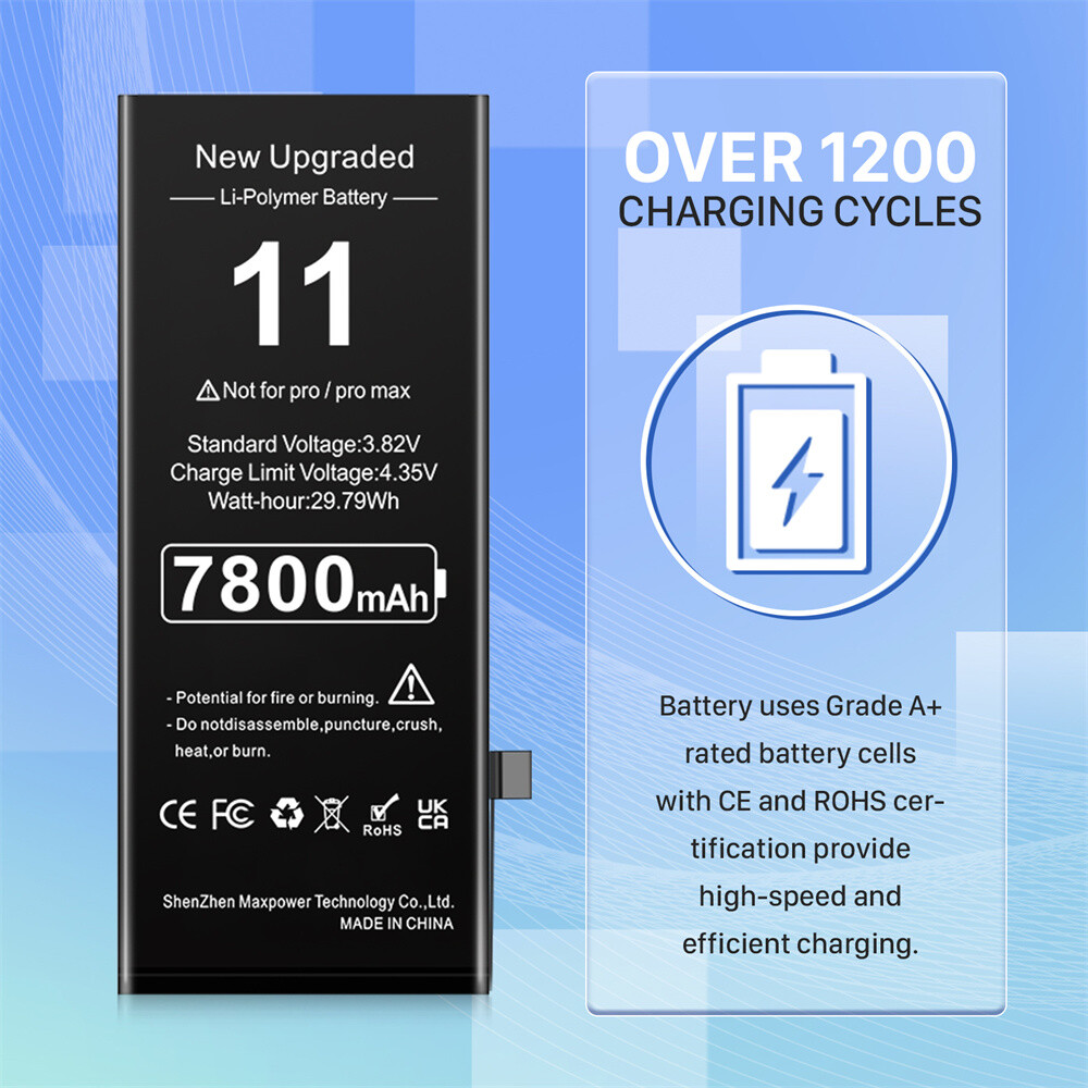 100% Battery Replacement For iPhone 11+ Adhesive Tools 7800mAh