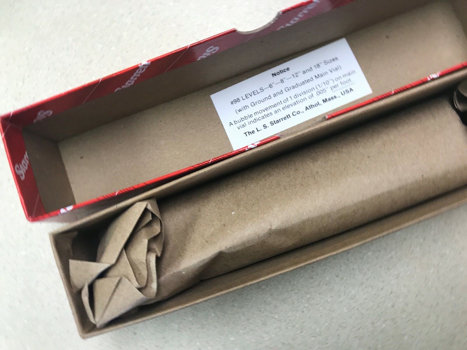 6" MACHINIST LEVEL STARRETT 98-6 / #50441 - NEW IN BOX - USA!