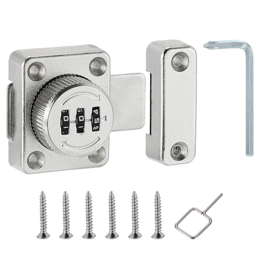 Cabinet Password Latch Combination Lock Safety Lock with L-Screwdriver Silver