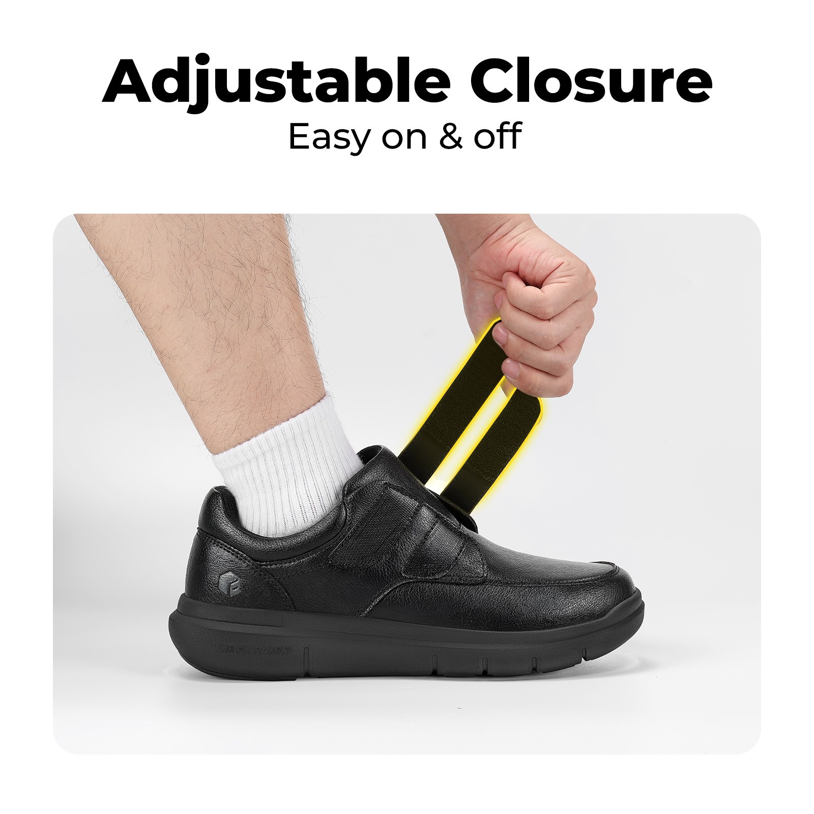 FitVille Mens Extra Wide Leather Diabetic Shoes Business Casual Dress Sneakers