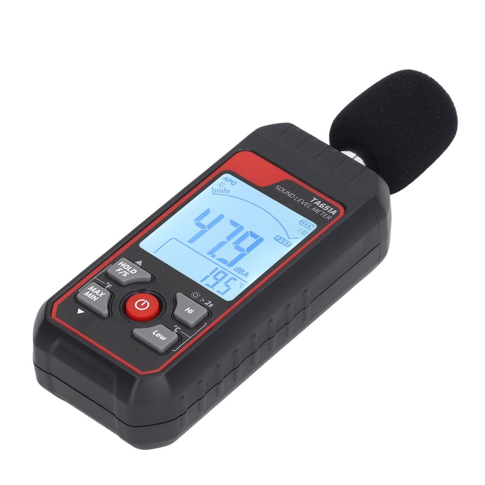 Sound Level Meter Sensitive Quick Response LCD Backlit Noise Tester Black