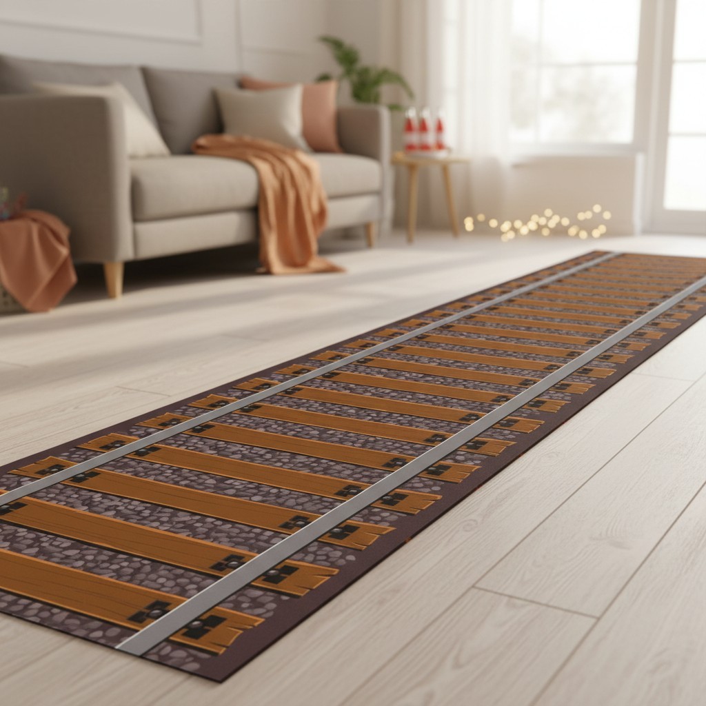 24" x 10" Railroad Track Aisle Runner - Ideal for Birthday and Christmas Parties