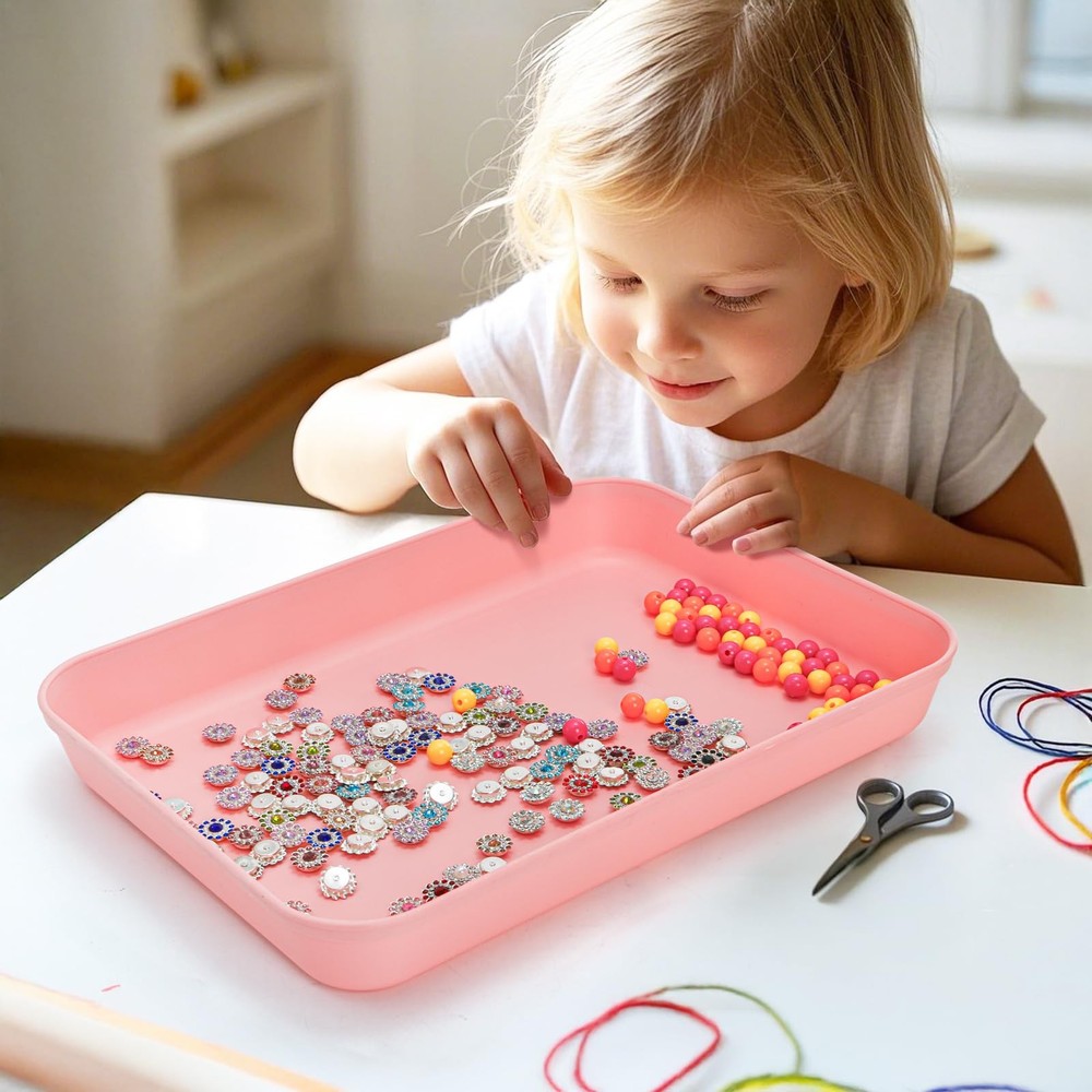 15 Pack Plastic Art Trays, Deep Activity Sand Serving Trays, Stackable Spill-...