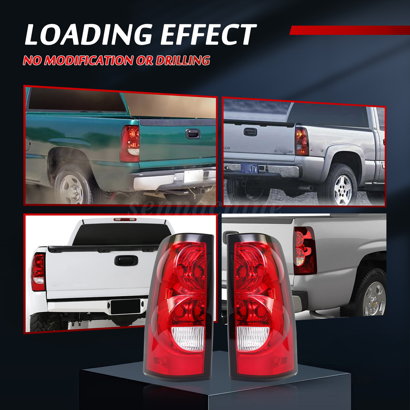 Tail Lights For 2003-2006 Chevy Silverado 1500 2500 3500 HD Rear Brake Lamps L+R