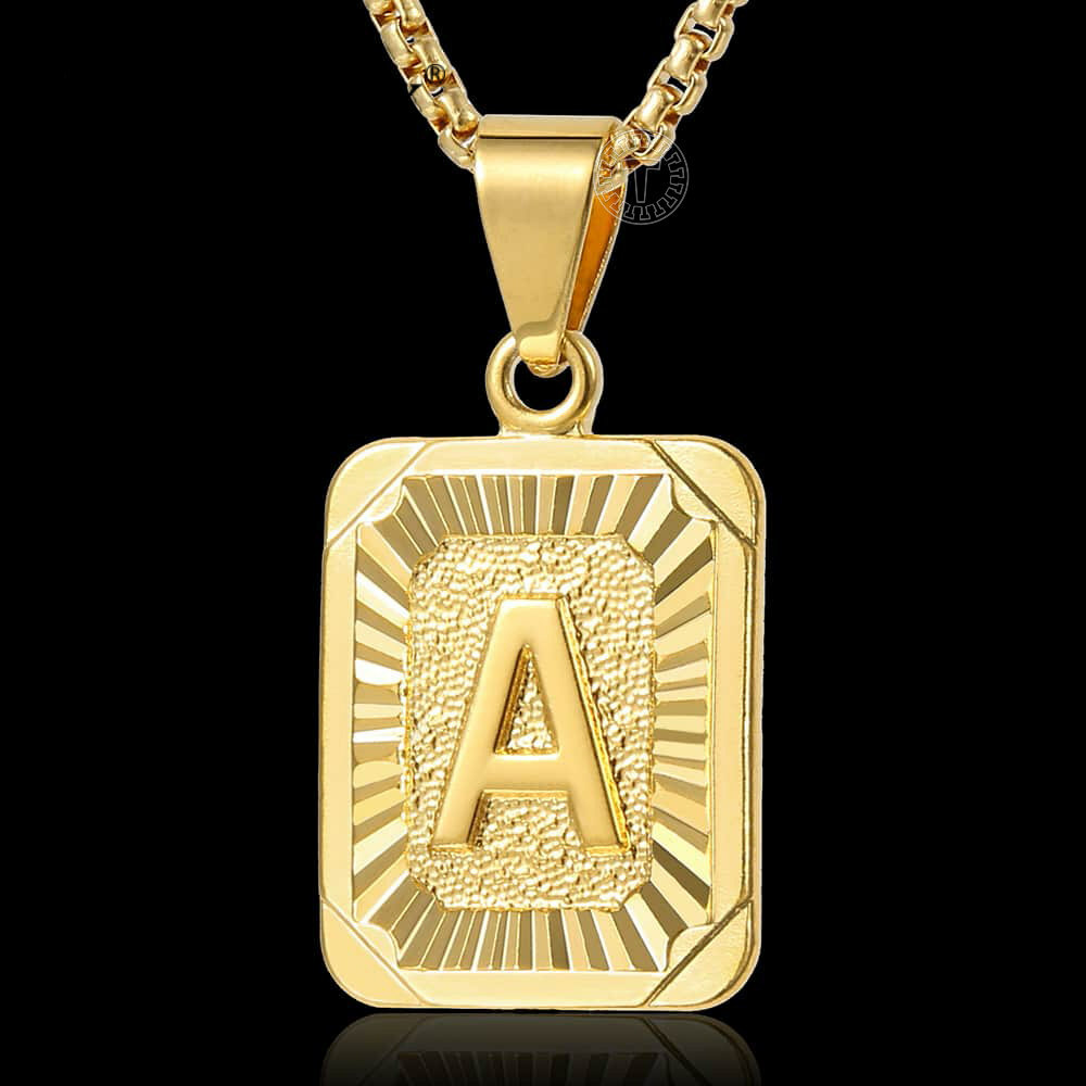 14K Gold Plated Initial Letter A-Z Pendant Necklace Choker for Mens Womens Chain