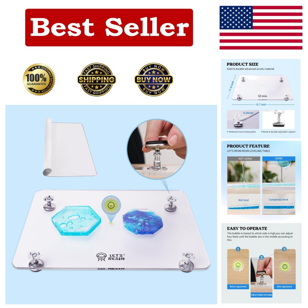 Multipurpose Acrylic Resin Leveling Table 16''x12'' for Flawless Craft Projects