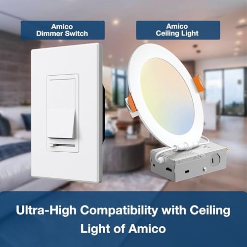 Pack Dimmer Light Switch, Single-Pole or 3-Way Slide Dimmer Standard 6 White