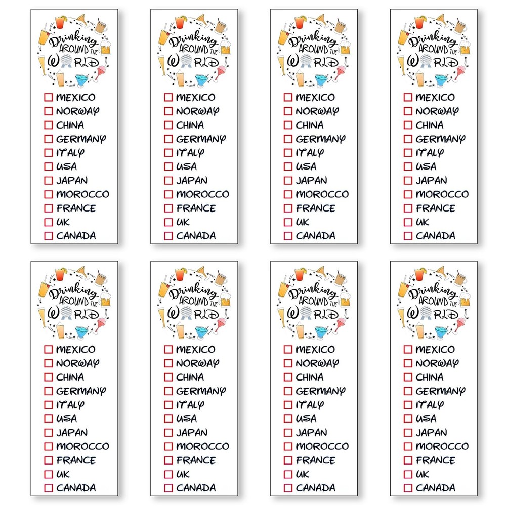 ESLINOP Drink Around The World Epcot Tattoo, Drinking Medium, multicolor