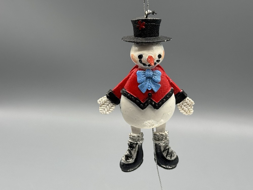 Vintage Jumping Jack Toy Puppet Pull String Snowman Ornament