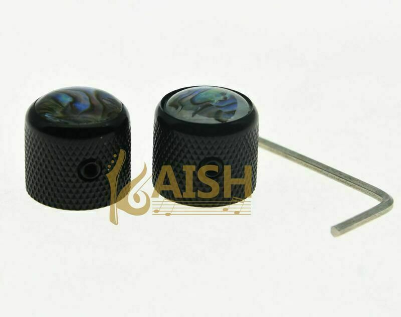 2* Abalone Top Black Guitar Dome Knobs for Telecaster Bass Knobs