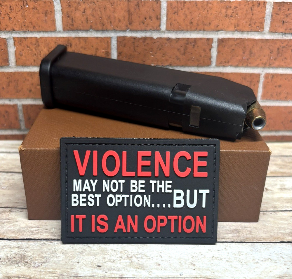 PVC Tactical Morale Patch - Violence Is An Option Patch - Gun Morale Patch