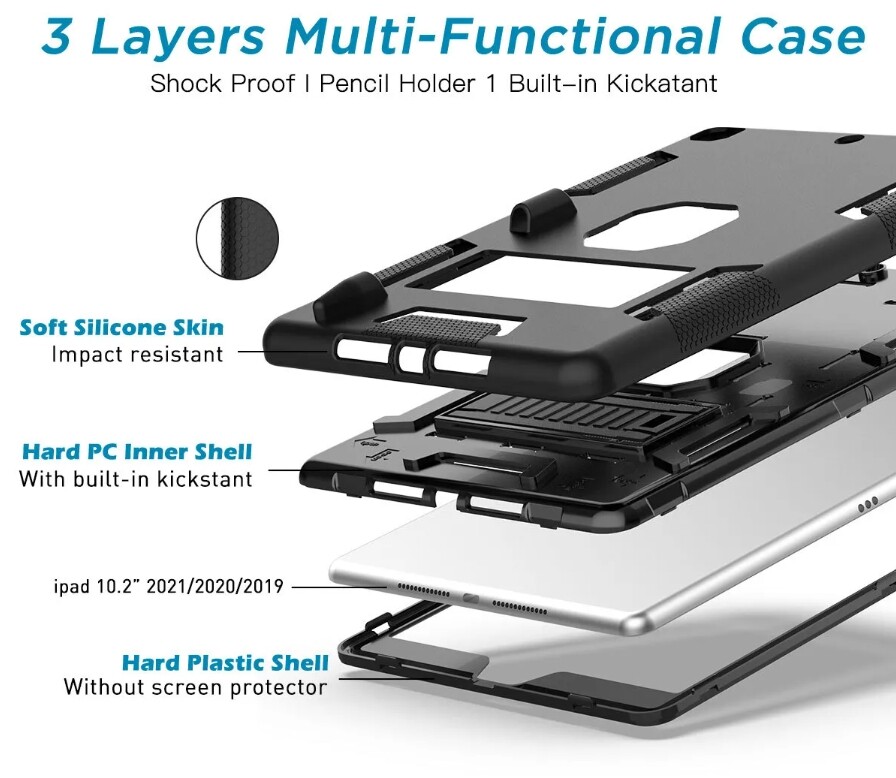 For Apple iPad 9th 7th 8th 10.2" Case Rugged Shockproof Heavy Duty Stand Cover