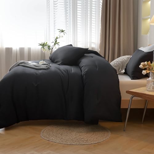 Comforter Set Queen, 3pcs(1 Boho Comforter & 2 Queen Comforter 90"x90" Black