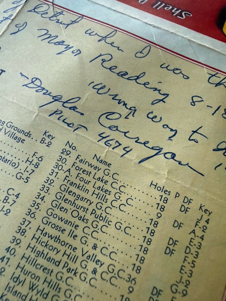 1938 Douglas "Wrong Way" Corrigan Signed Detroit Shell Map Aviation Autograph