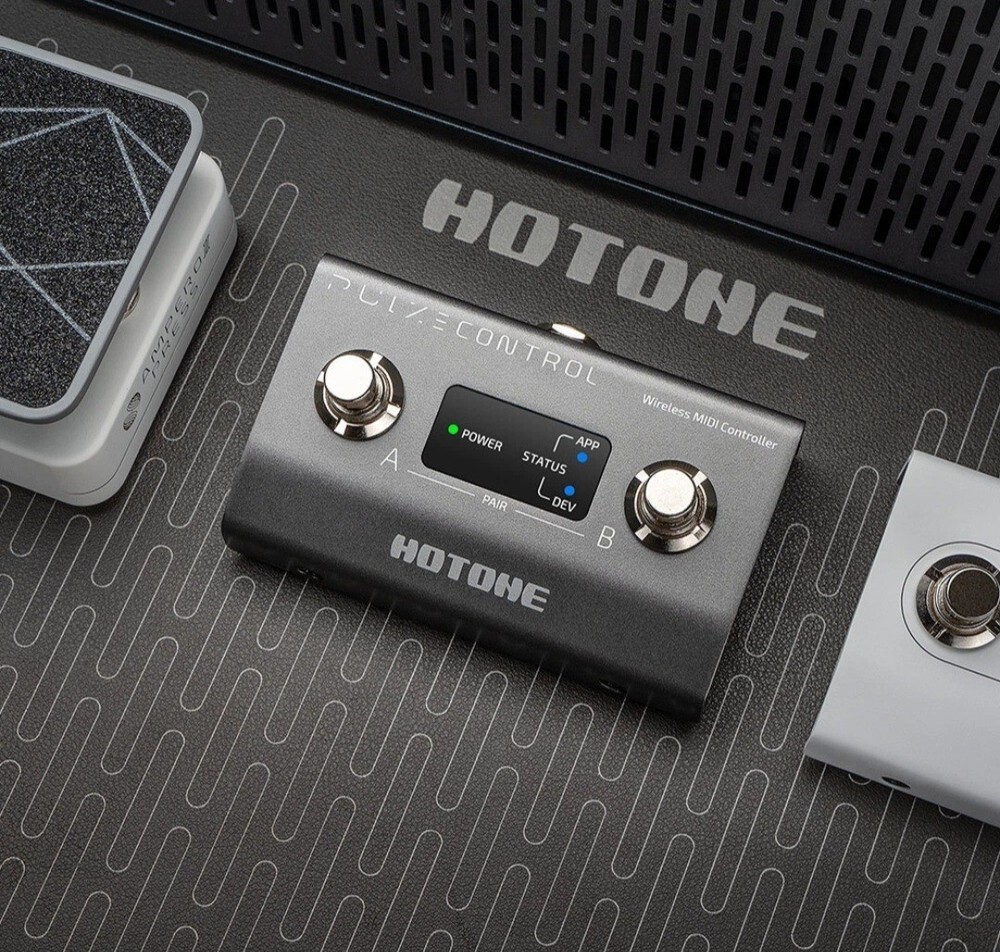 Hotone Pulse Control 2-Taste Wireless BT MIDI Fuß Controller Pedal NEW