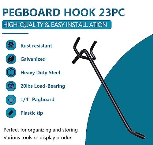 Pegboard Hooks, 4 Inch 23 Pack, L Shape Hooks with for 1/4 inch pegboard