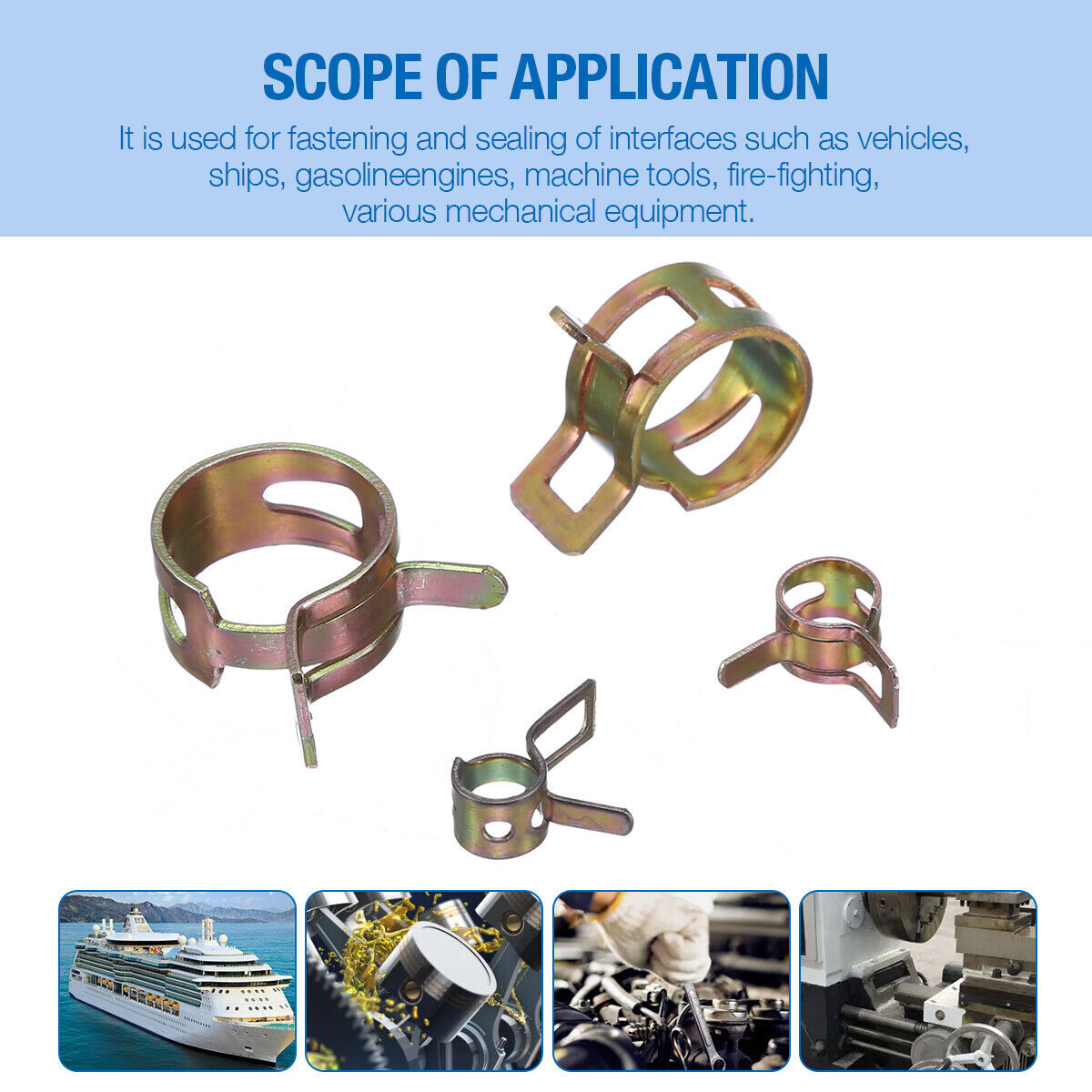 115pc Hose Spring Clamps Fastener Fuel Water Line Pipe Air Tube Clips Kit 6-22mm