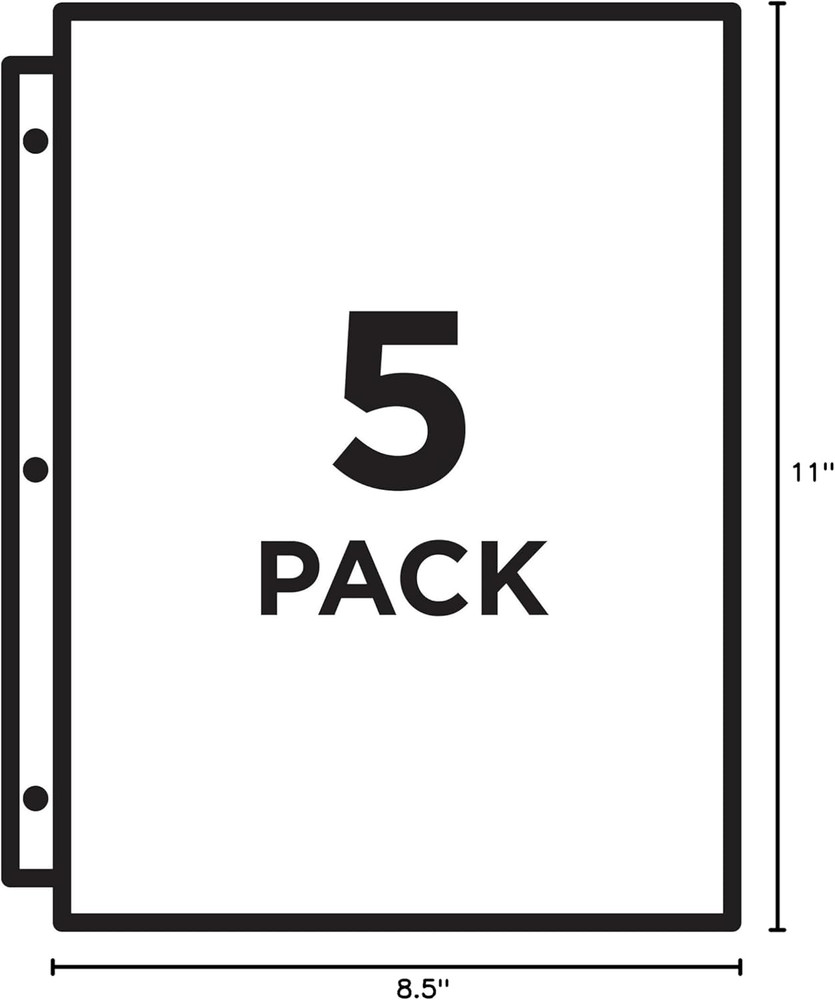 Binder Pockets for 3 Ring Binders, Assorted Colors, for 8.5" X 11" Documents, Ac