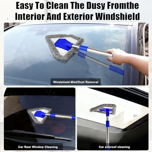 Windshield Squeegee Car Cleaning Tool, Equipped with 4 Reusable and Washable